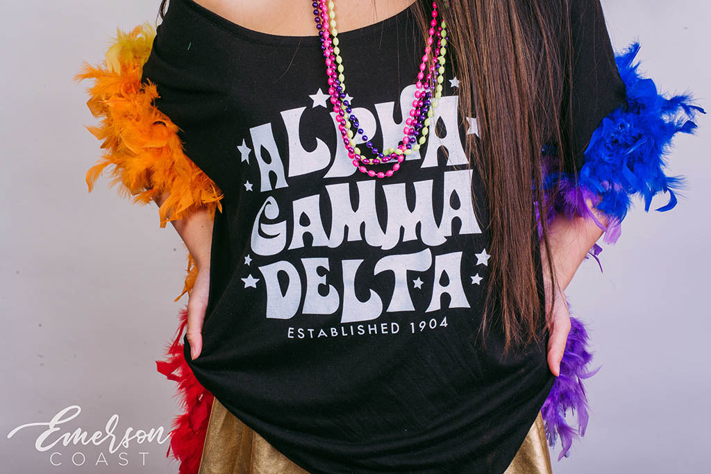 Alpha Gam Disco Slouchy Bid Day Tee