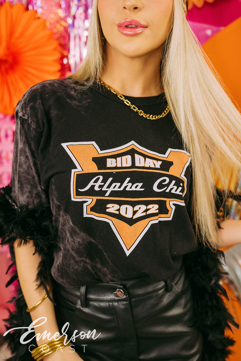 Alpha Chi Bid Day Harley Davidson Themed Tee