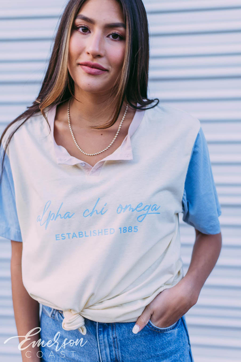 Alpha Chi Omega Colorblock Henley