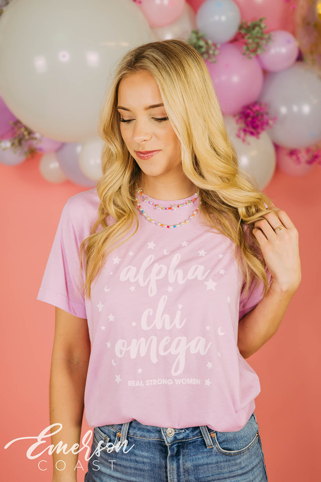 Alpha Chi Omega Lilac Real Strong Women Tee