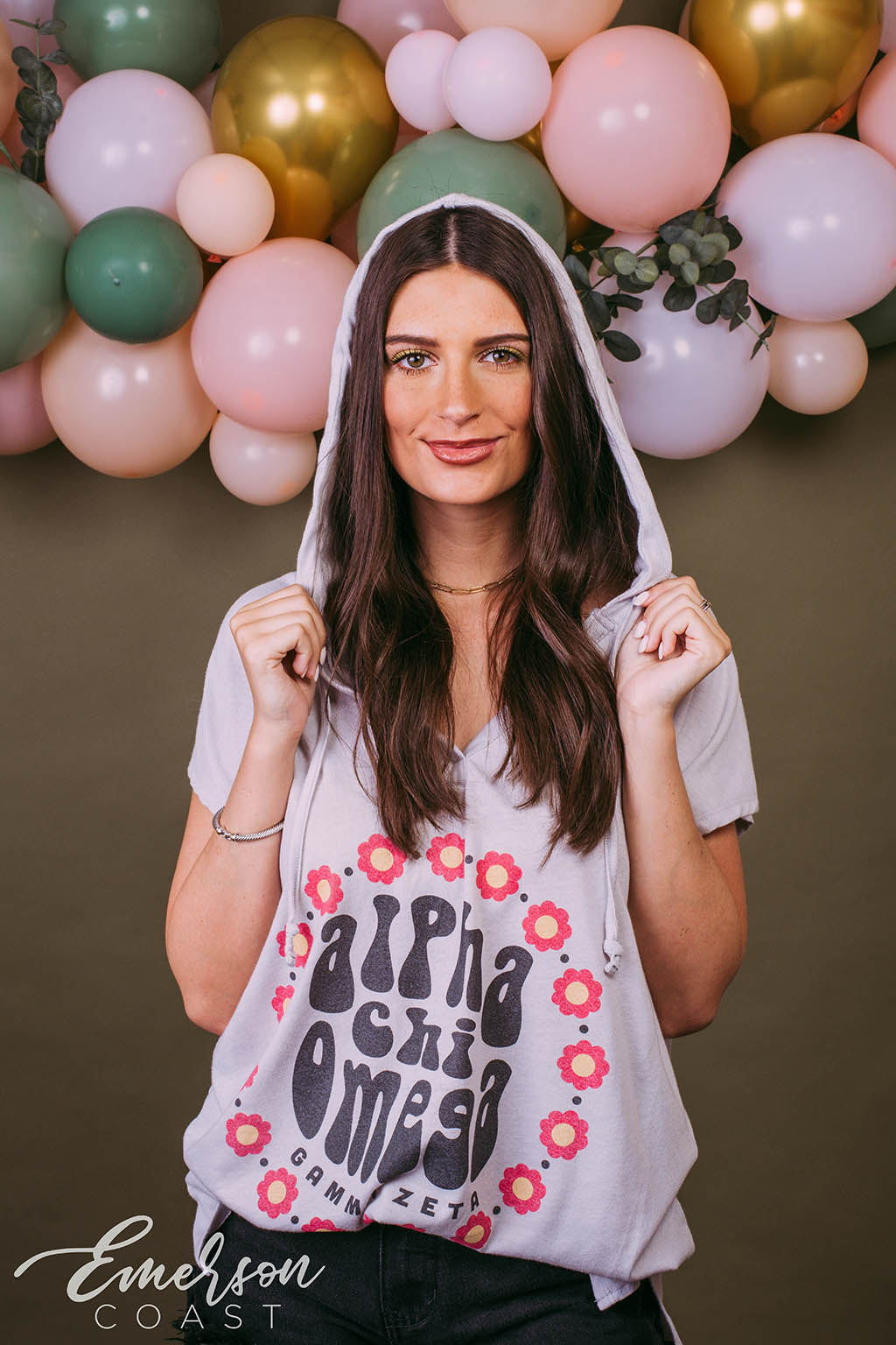 Alpha Chi O Retro Short Sleeve Hoodie