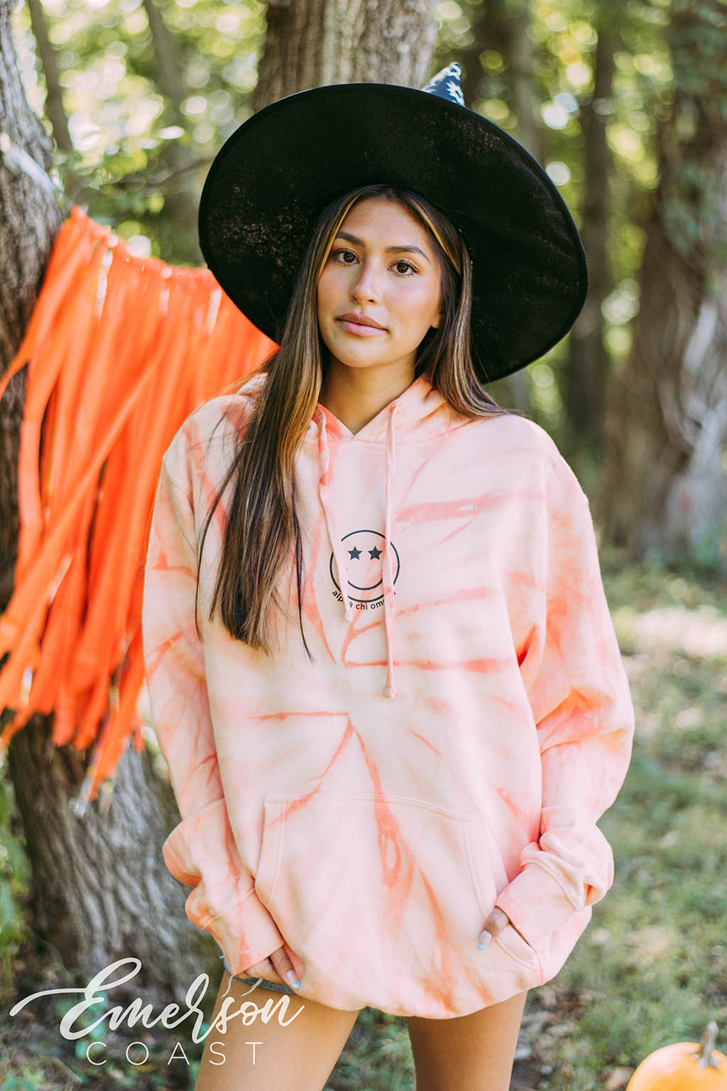 Alpha Chi Smiley Orange Hoodie