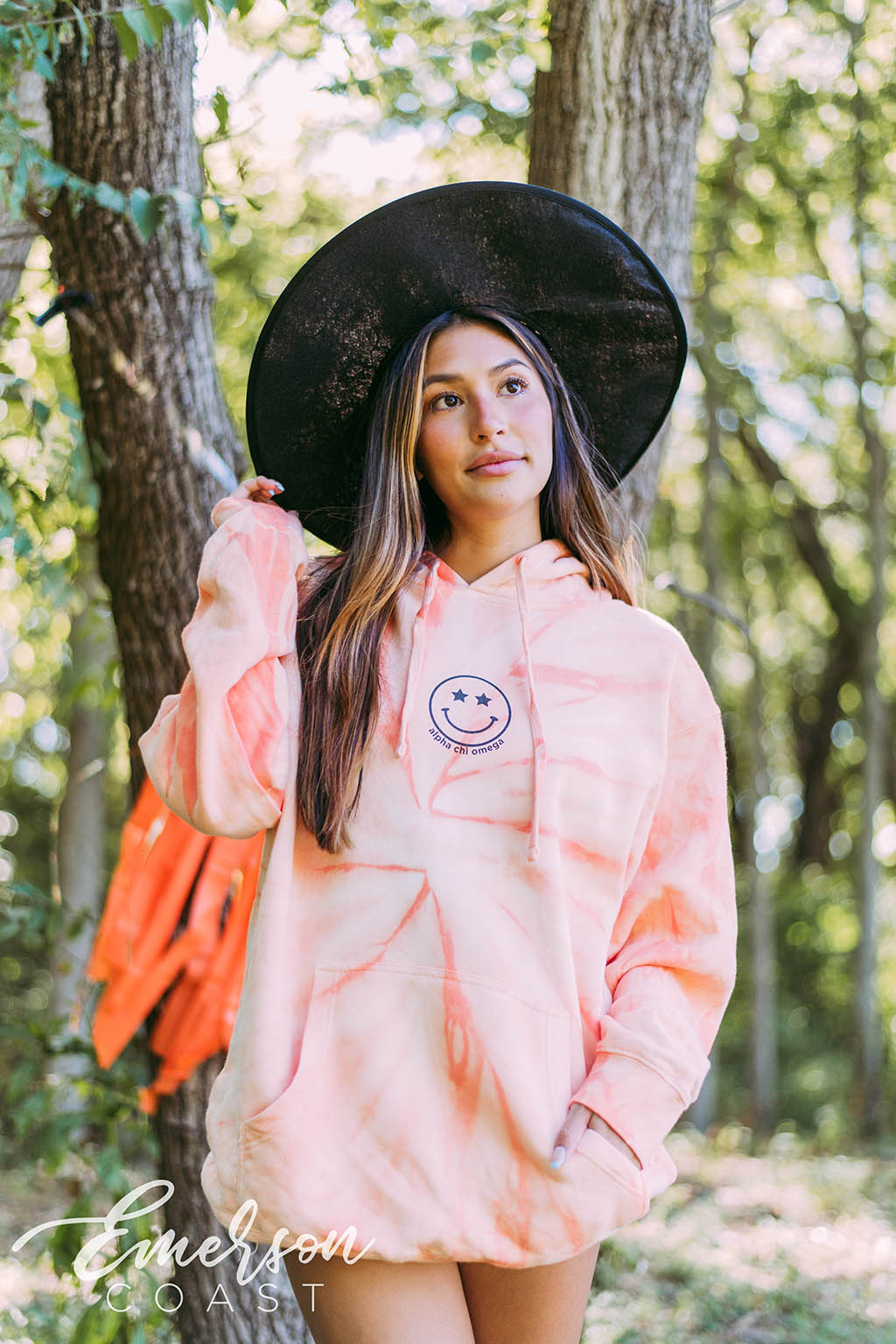 Alpha Chi Smiley Orange Hoodie