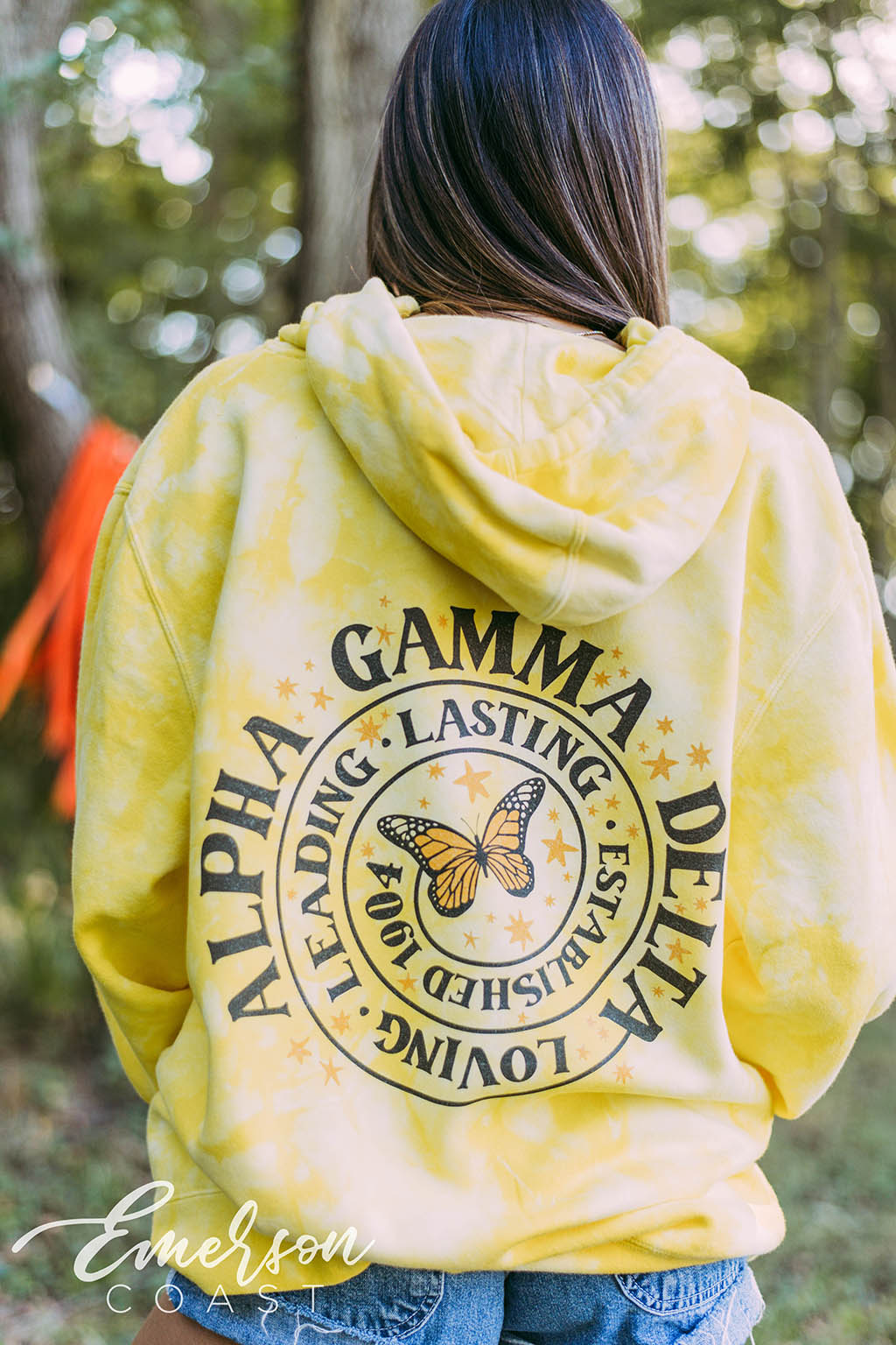 Alpha Gamma Delta Butterfly Yellow Hoodie