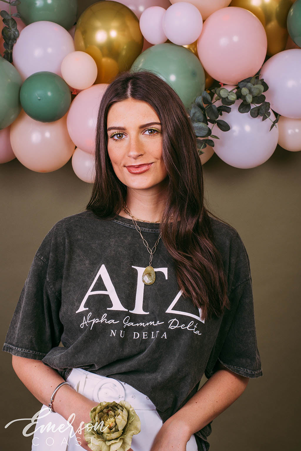 Alpha Gamma Delta PR Letters Mineral Wash T-Shirt