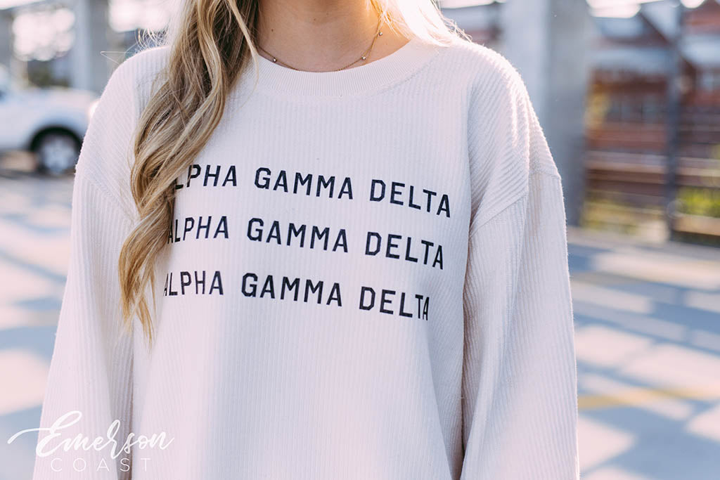 Alpha Gamma Delta PR Corduroy Sweatshirt