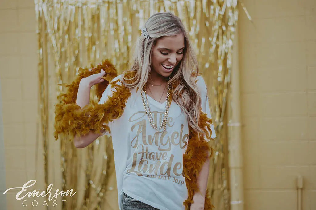 Alpha Omicron Pi Angels Bid Day V-Neck Tee