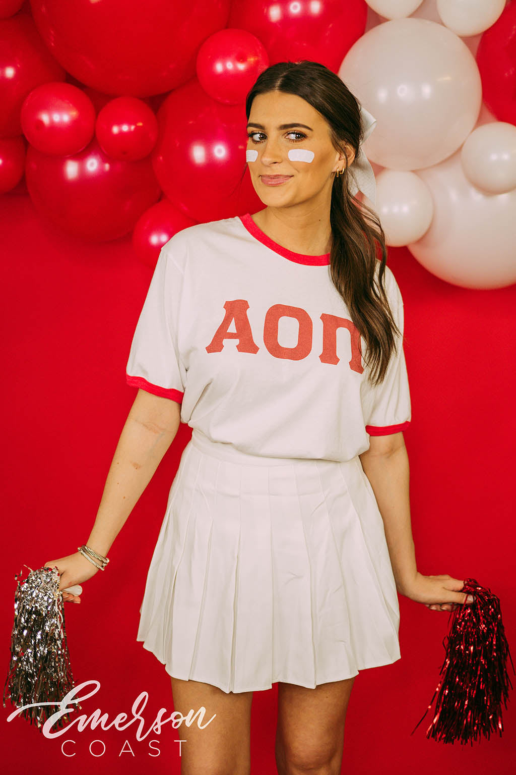 AOII Cheerleader Bid Day Ringer Tee