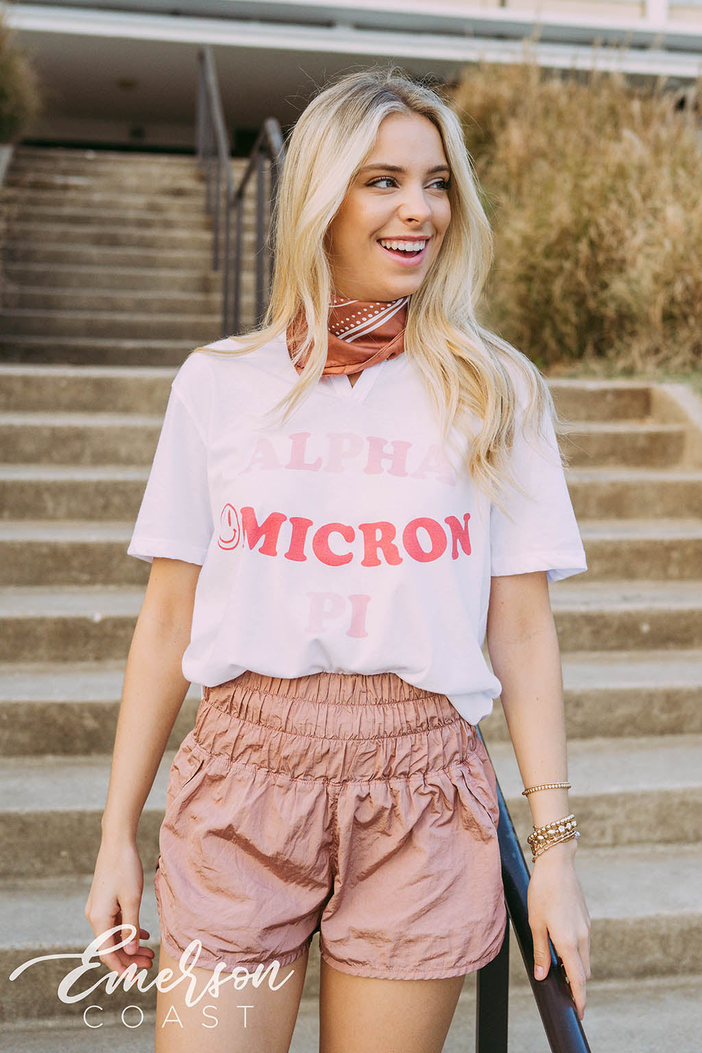 Alpha Omicron Pi PR Smiley Face Notch Tee
