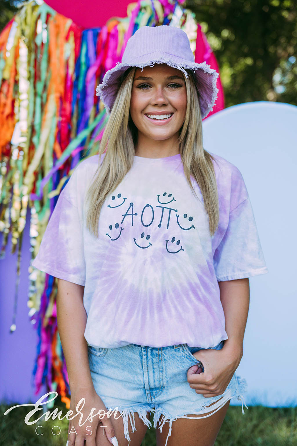 Alpha Omicron Pi PR Smiley Face Tie Dye Tee