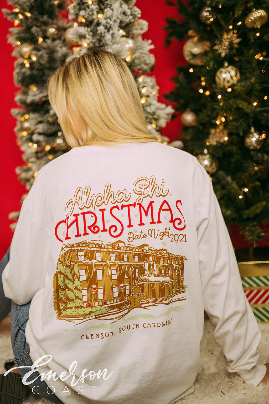 Alpha Phi Christmas Date Night Tee and Crewneck