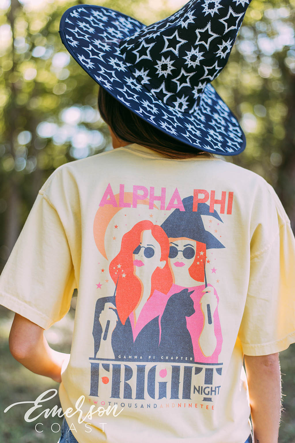 Alpha Phi Light Yellow Fright Night Tee
