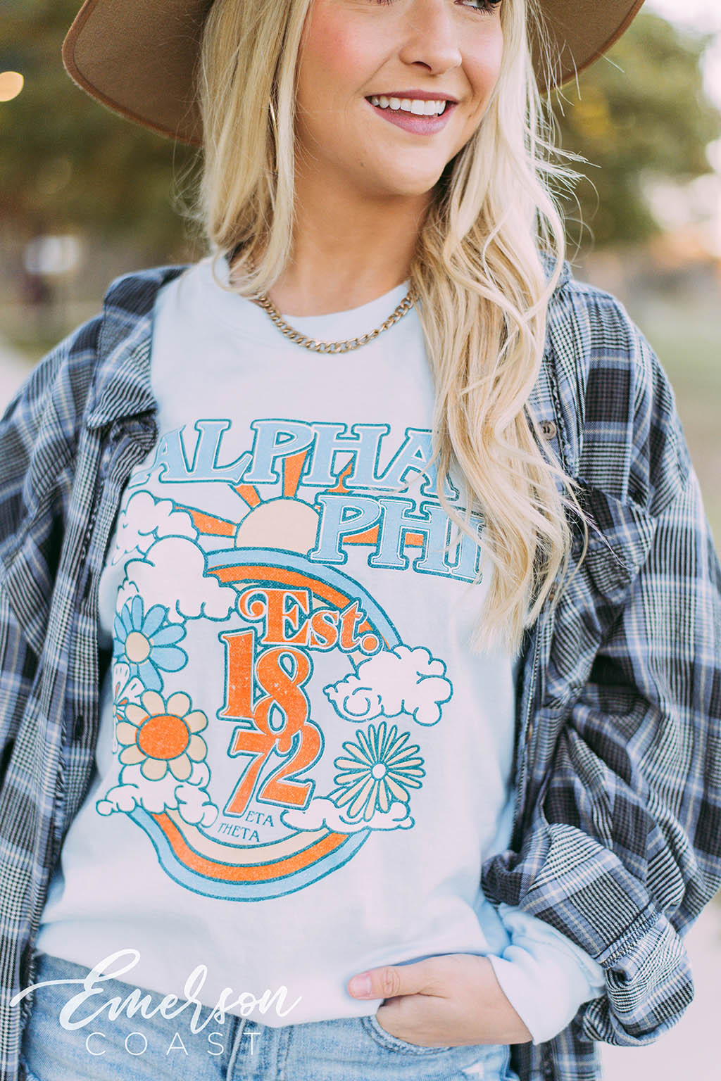 Alpha Phi 70's Floral Long Sleeve Tee