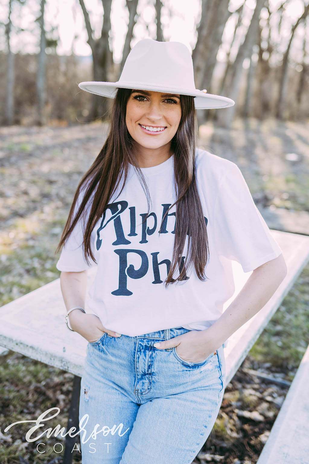 Alpha Phi Simple B&W Tee