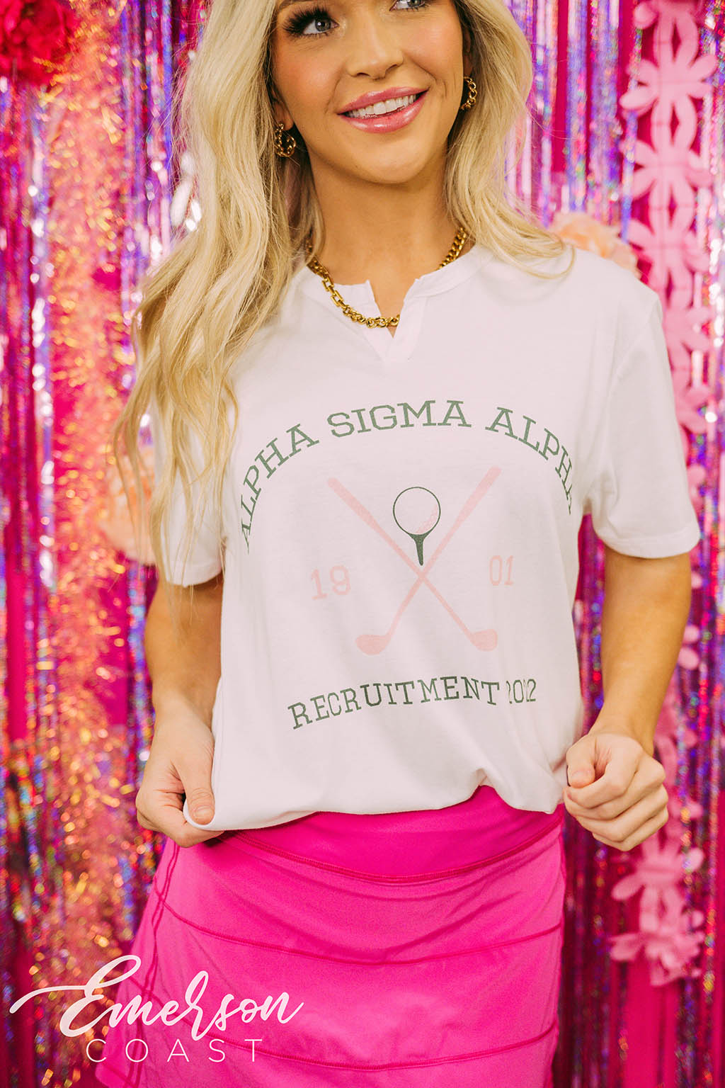 Alpha Sigma Alpha Recruitment Golf Notch Tee
