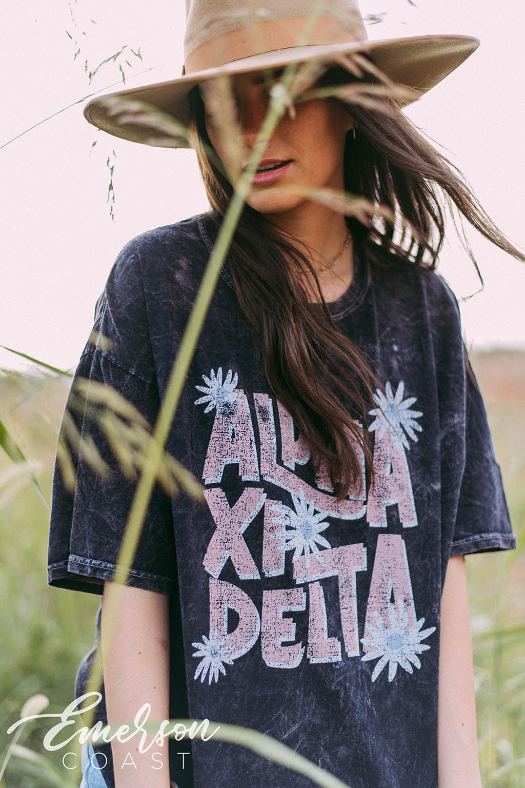 Alpha Xi Delta Floral Mineral Wash Tee