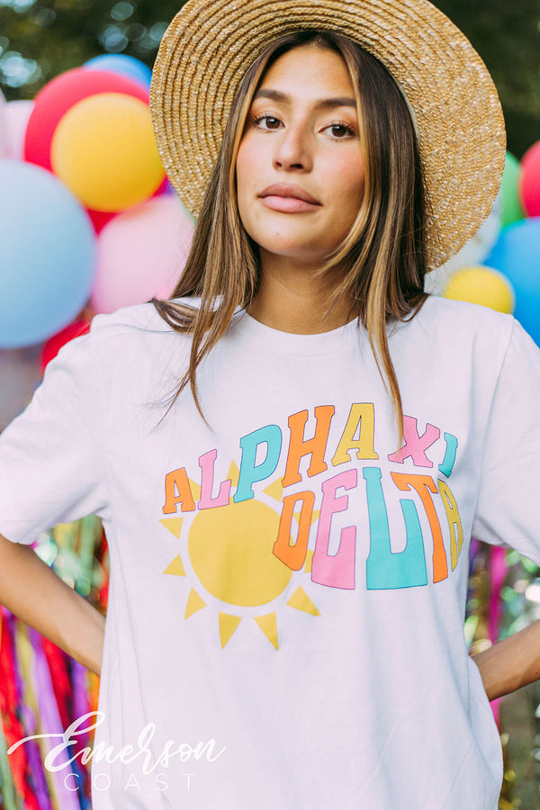 Alpha Xi Delta Golden Hour Tee Emerson Coast