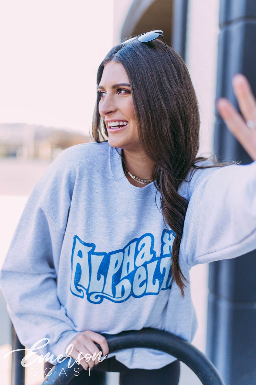Alpha Xi Delta Funky Ash Gray Sweatshirt