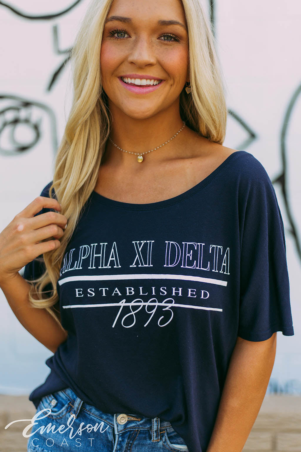 Alpha Xi Delta Navy Slouchy Tee