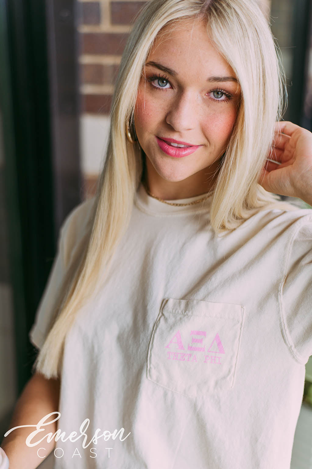Alpha Xi Delta Lightning Bolt Smiley Face Tee