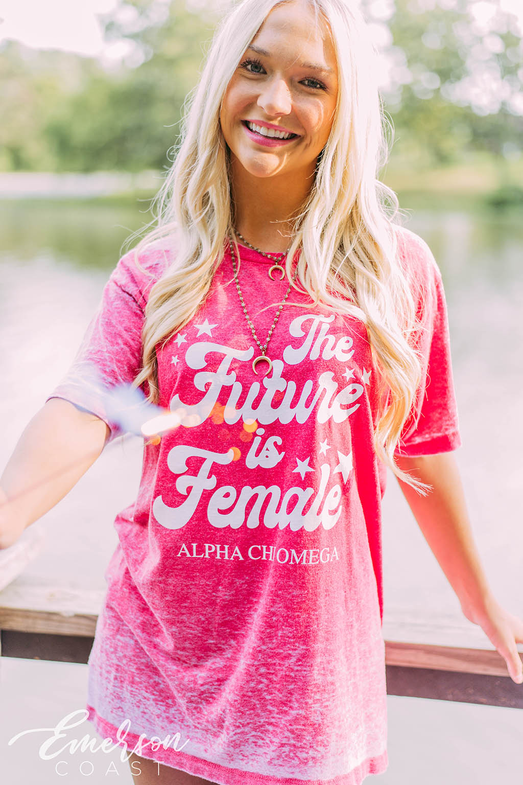 Alpha Chi The Future Is Female Acid Wash Tee