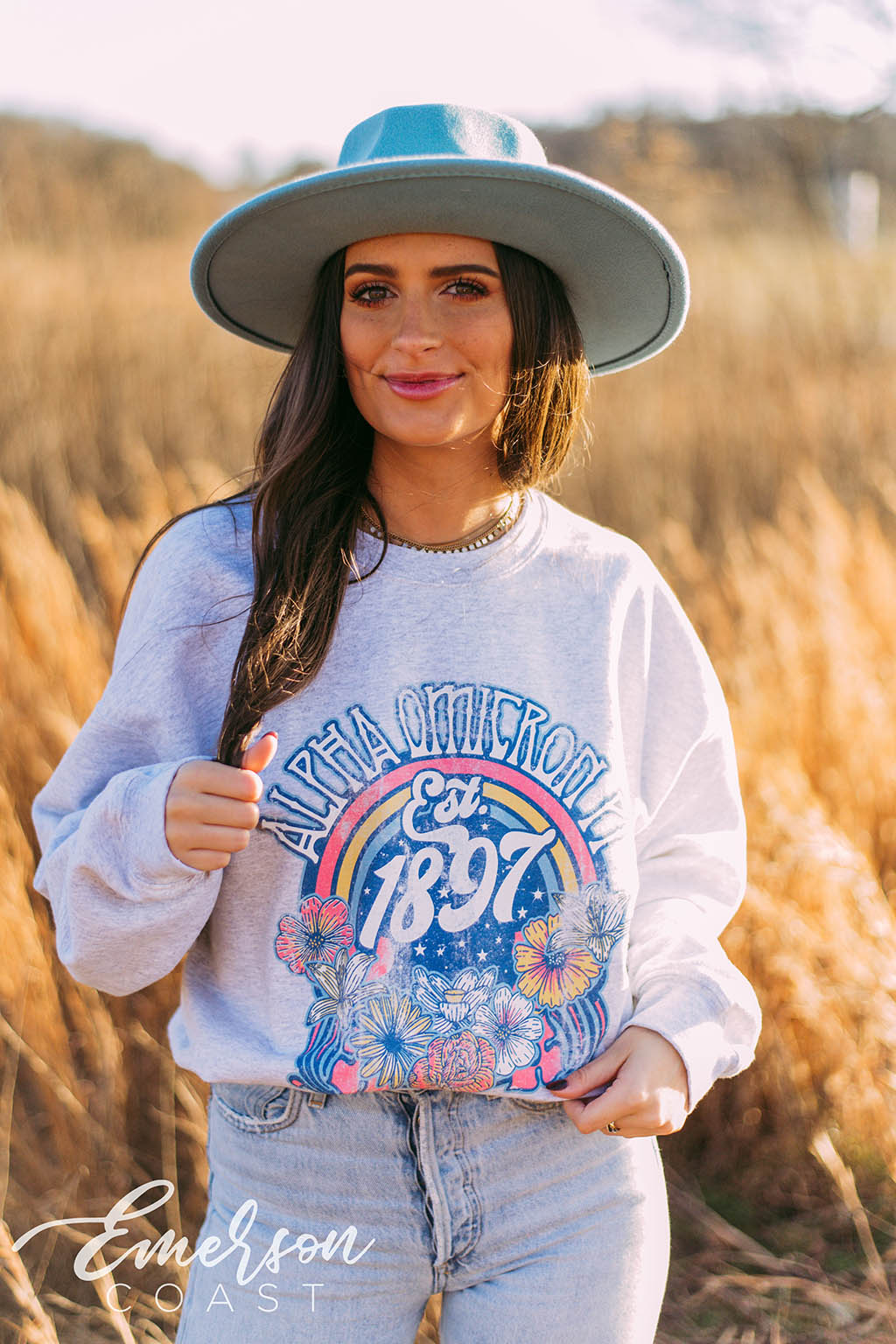 Alpha Omicron Pi Retro Floral Sweatshirt
