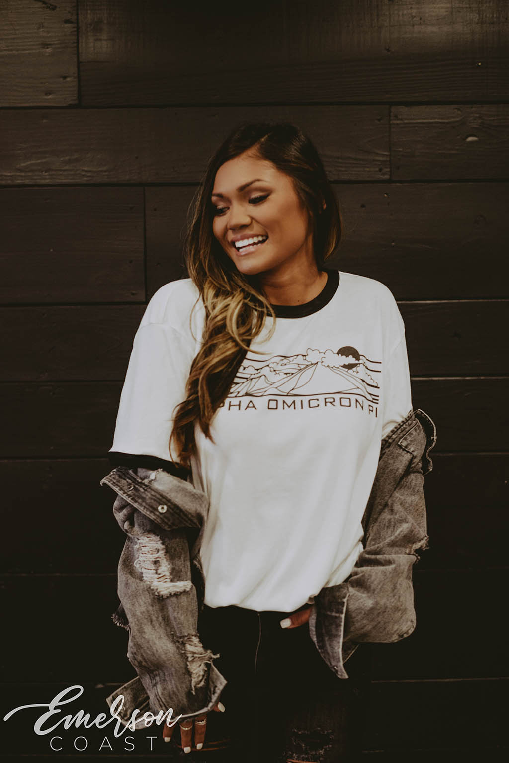 Alpha Omicron Pi Outdoors Ringer Tee