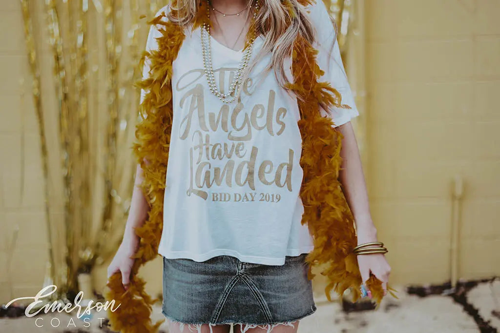 Alpha Omicron Pi Angels Bid Day V-Neck Tee