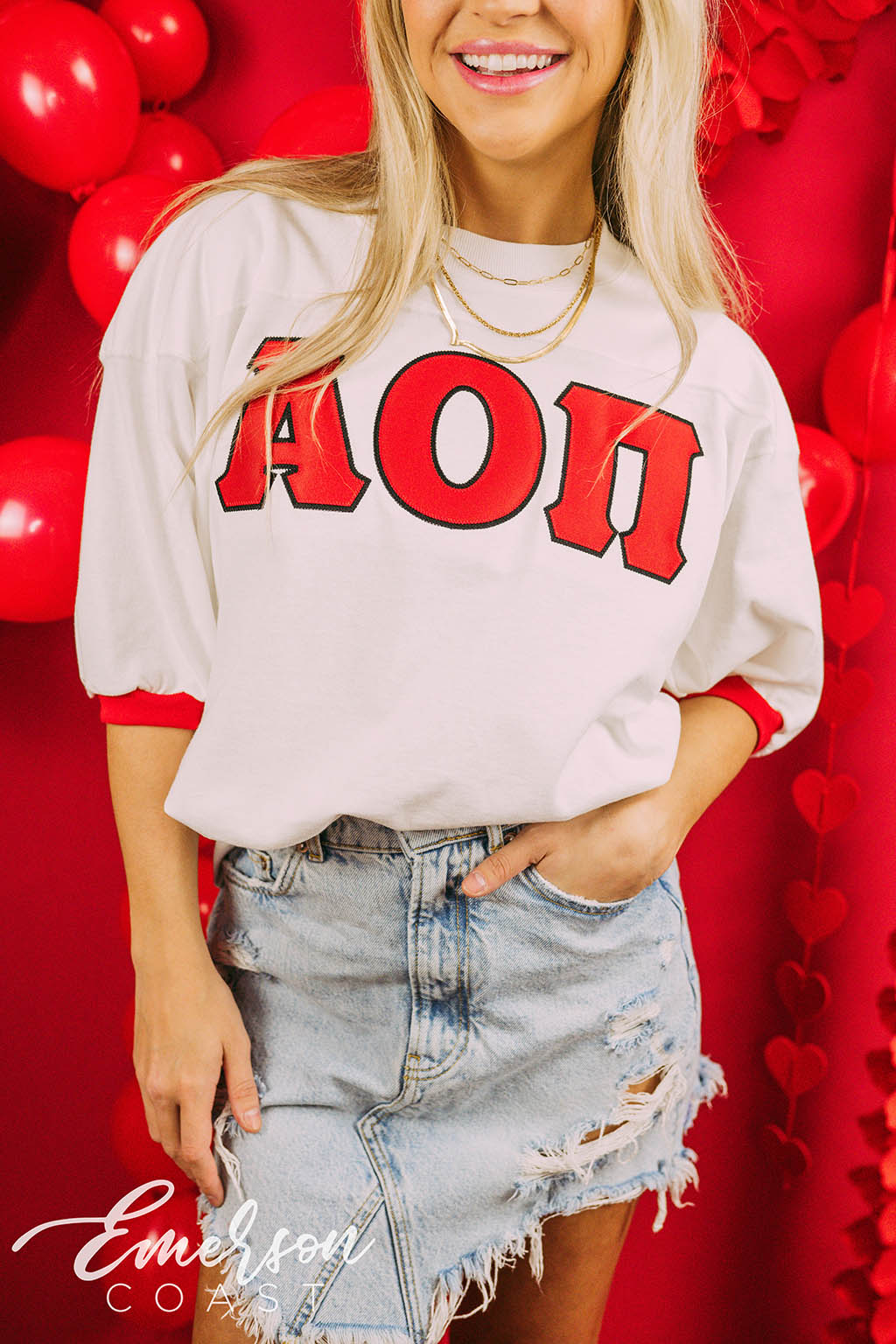 Alpha Omicron Pi Bid Day Stitched Letter Jersey