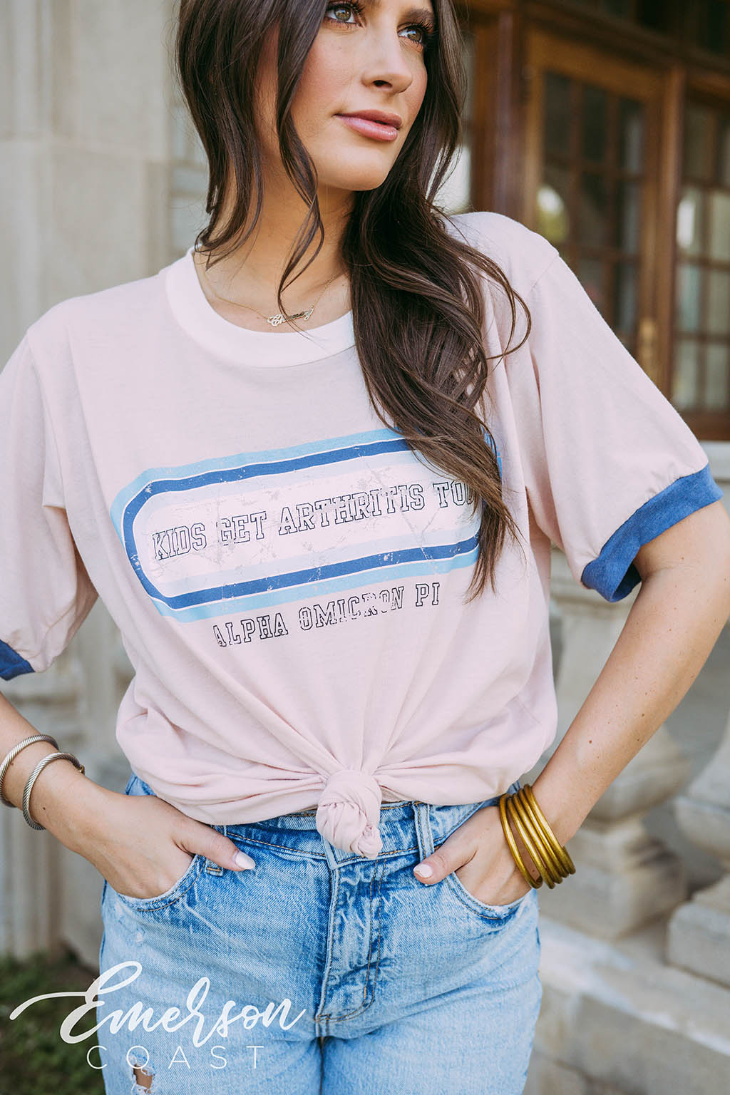 Alpha Omicron Pi Philanthropy Colorblock Ringer