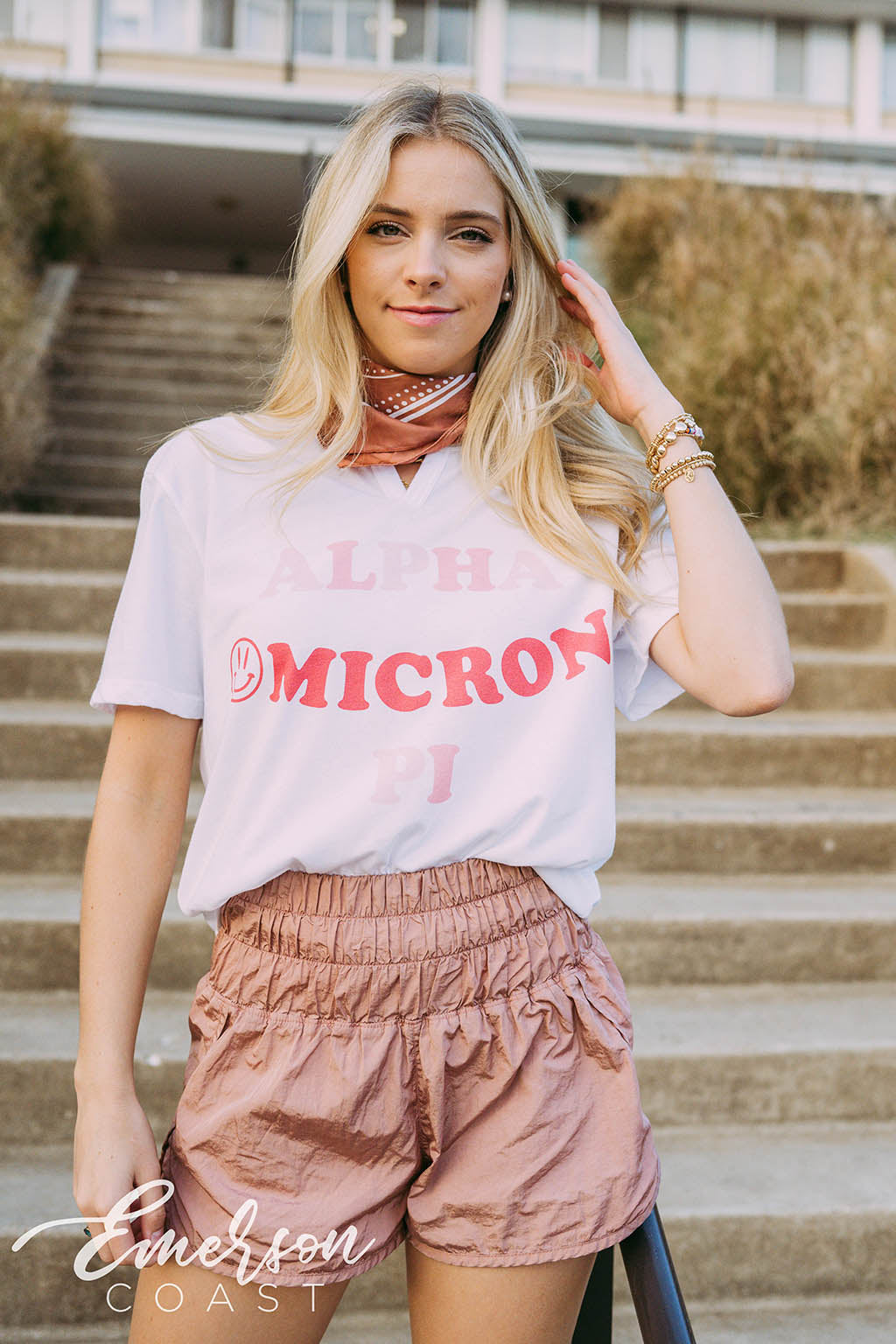 Alpha Omicron Pi PR Smiley Face Notch Tee