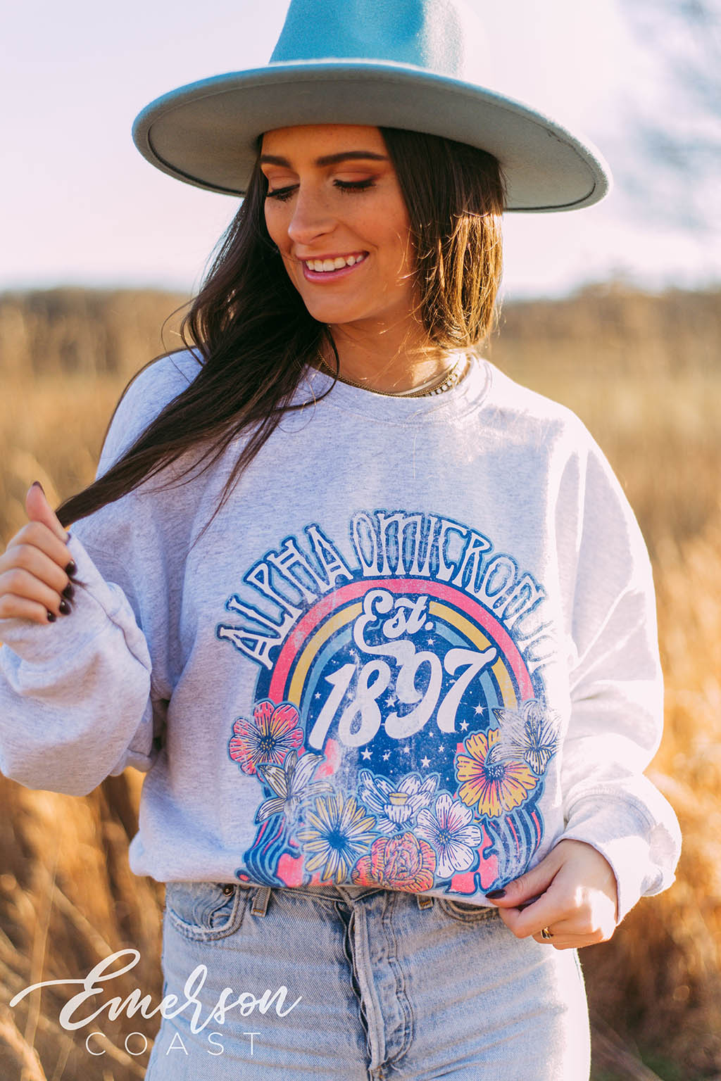 Alpha Omicron Pi Retro Floral Sweatshirt