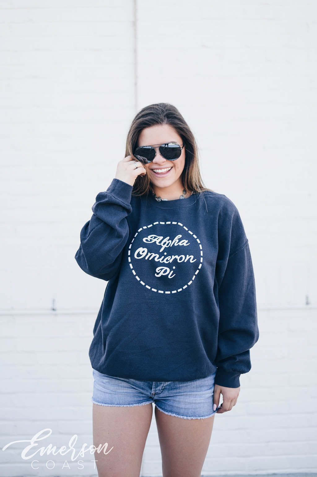 Alpha Omicron Pi Simple Navy Sweatshirt
