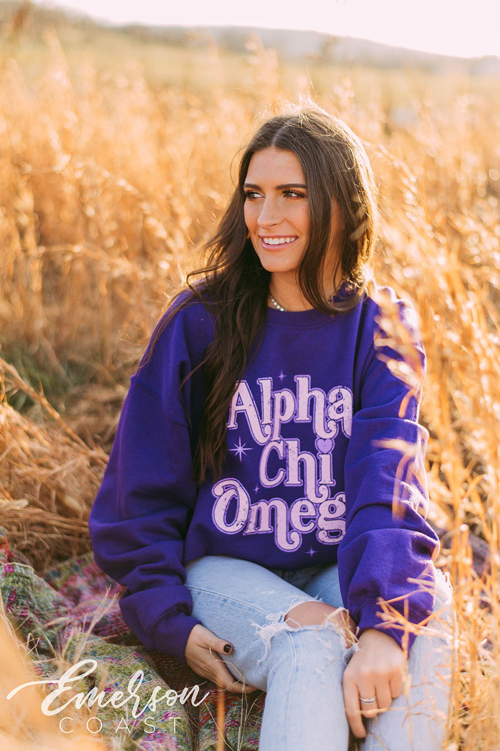 Alpha Chi Omega Purple Pr Crewneck