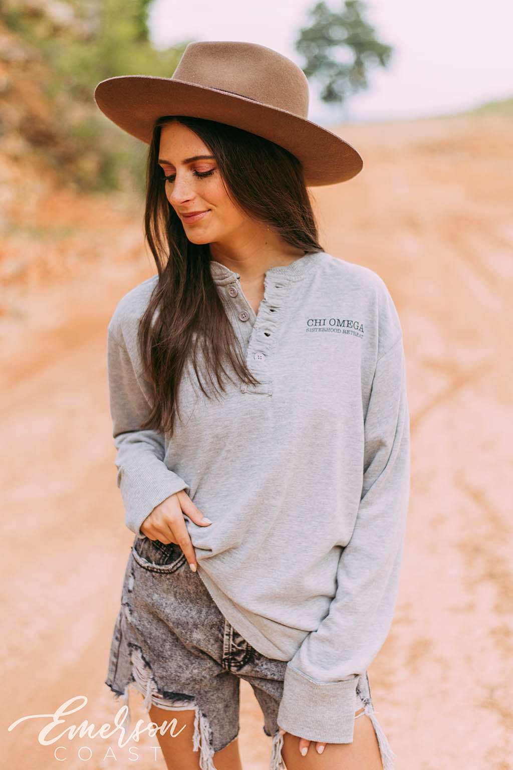 Chi Omega Sisterhood Retreat Long Sleeve Henley