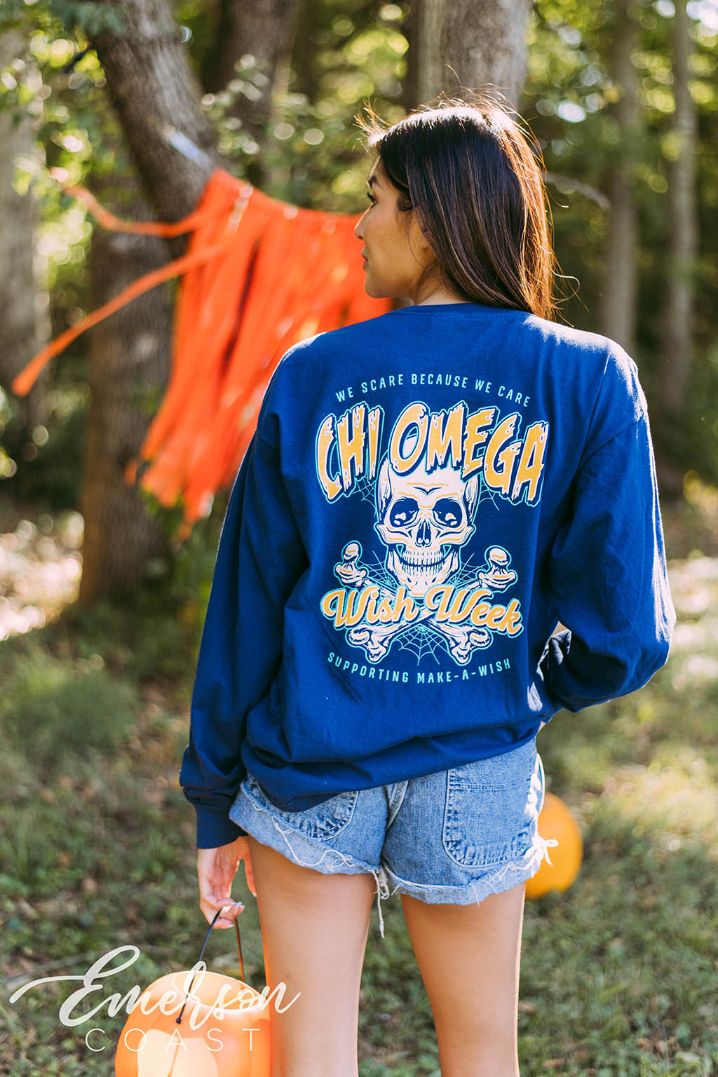 Chi Omega Wish Week Skull Long Sleeve Tee