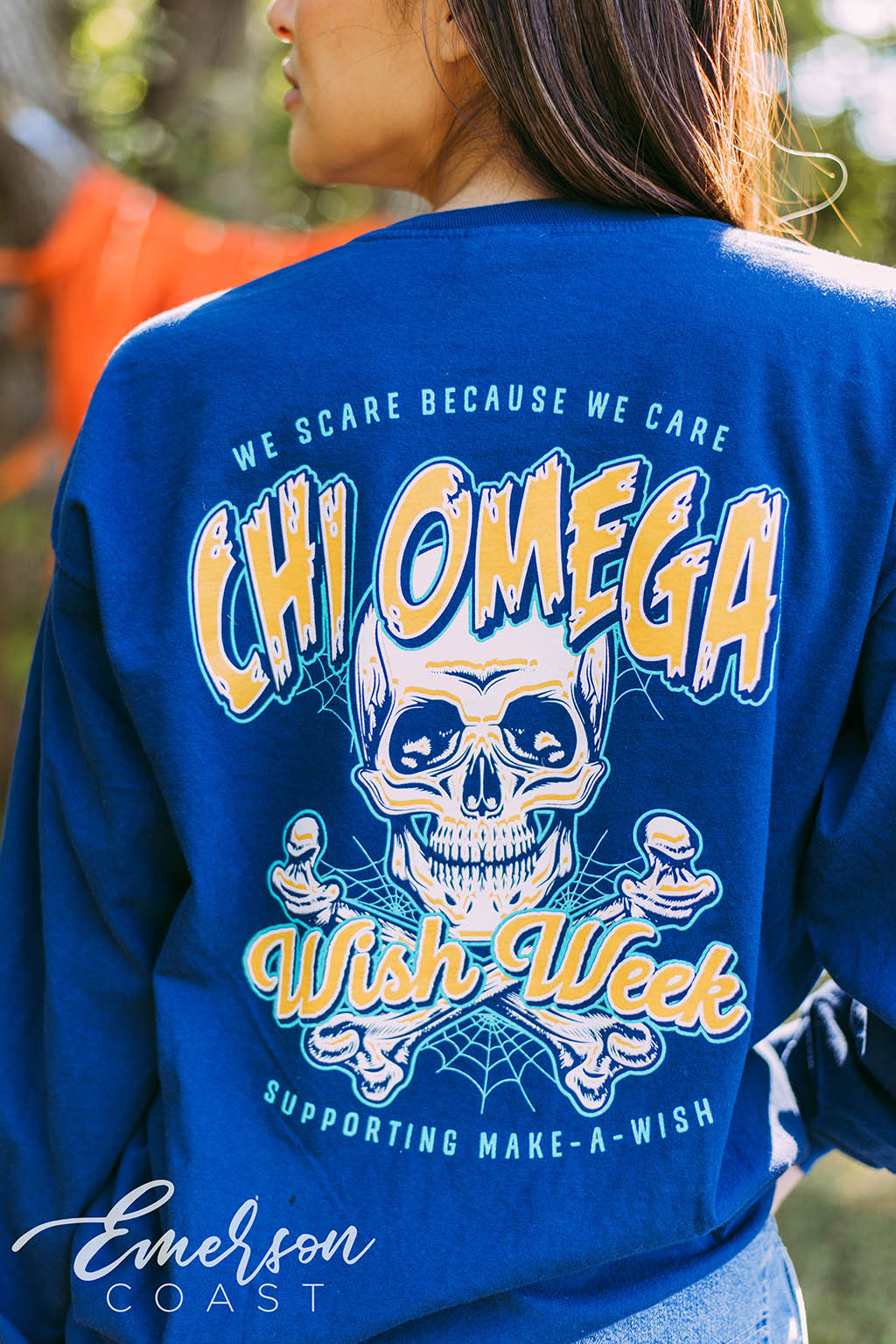 Chi Omega Wish Week Skull Long Sleeve Tee