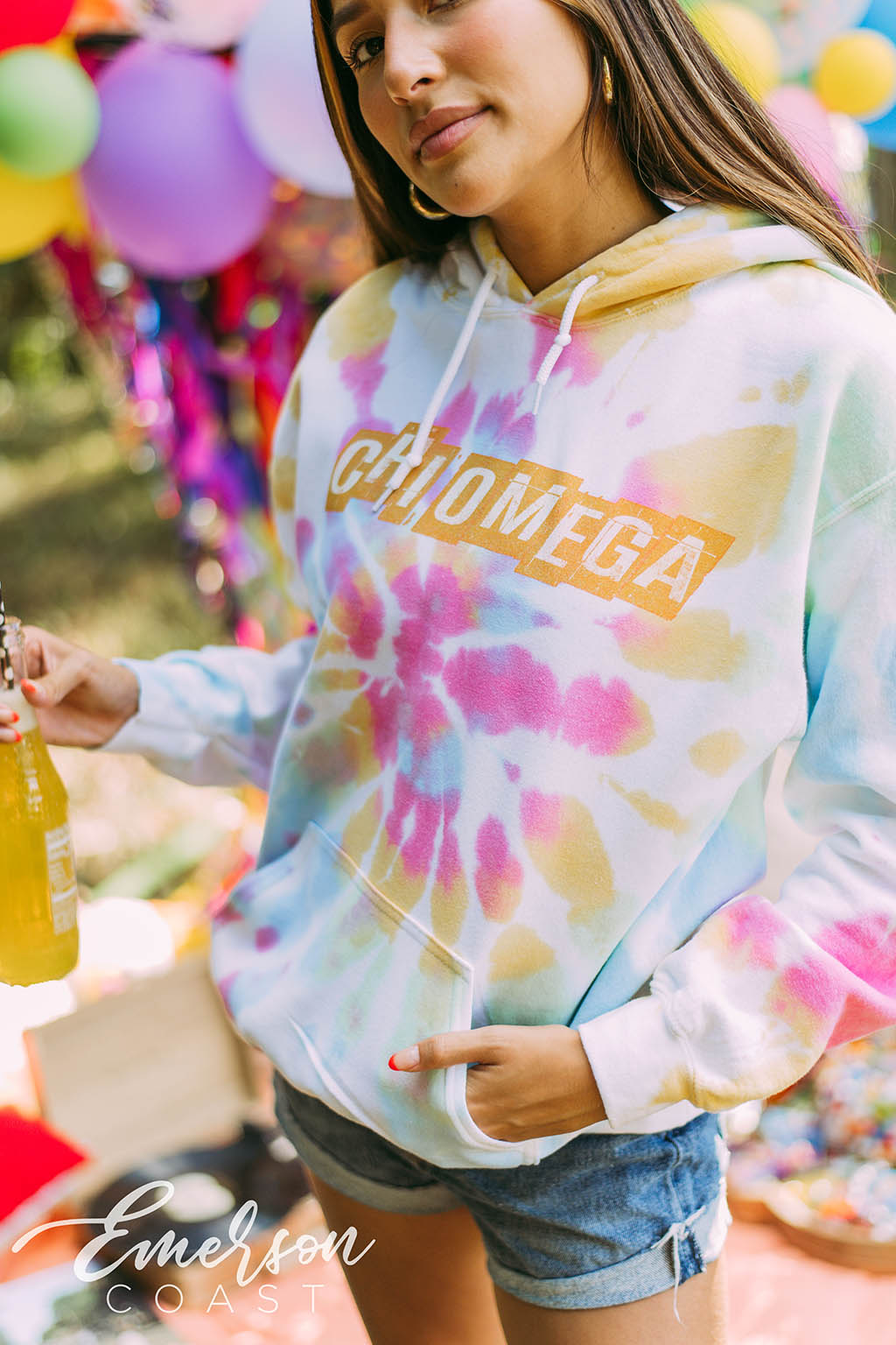 Chi Omega Retro Watercolor Hoodie