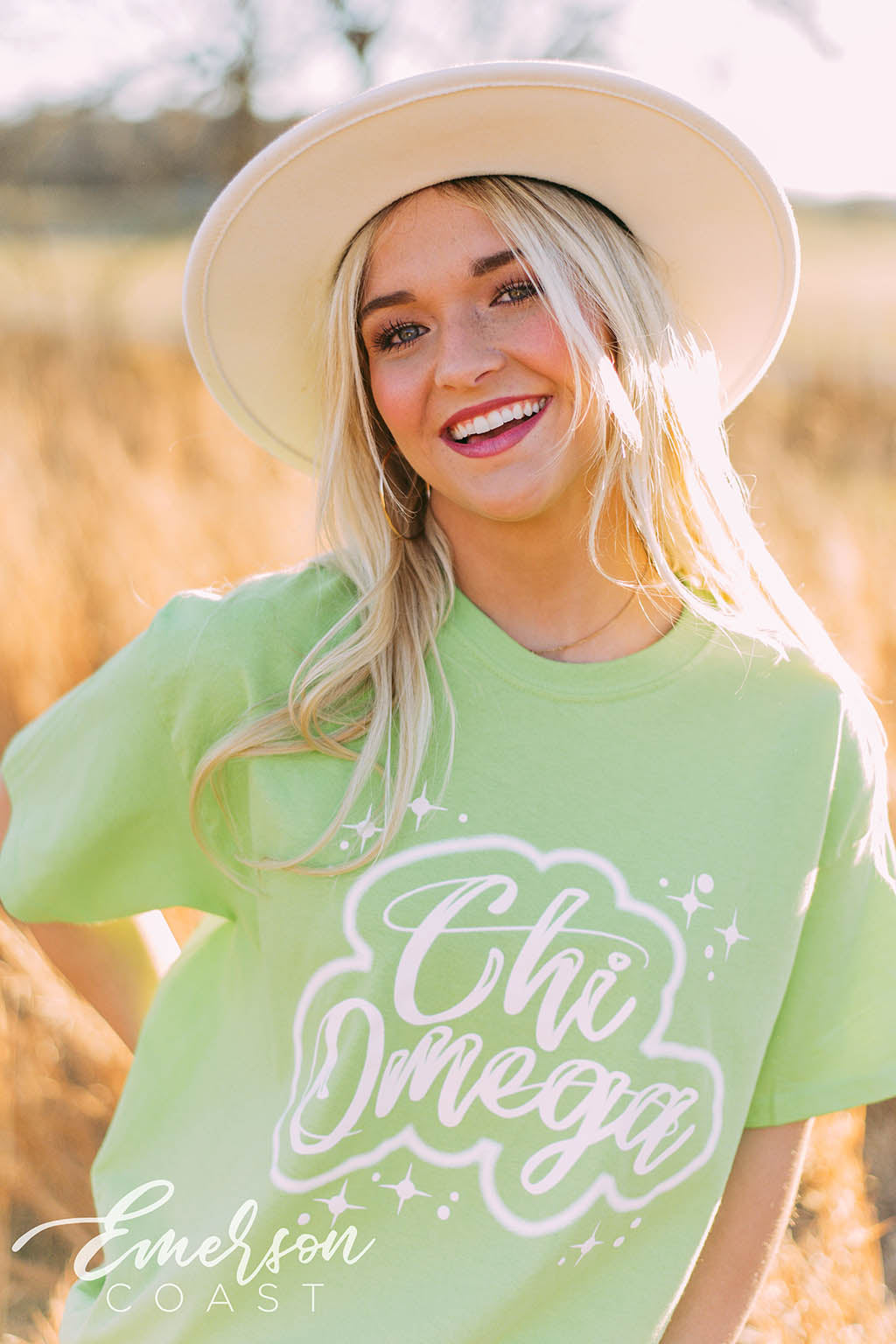 Chi Omega Lime Green Airbrush Tee