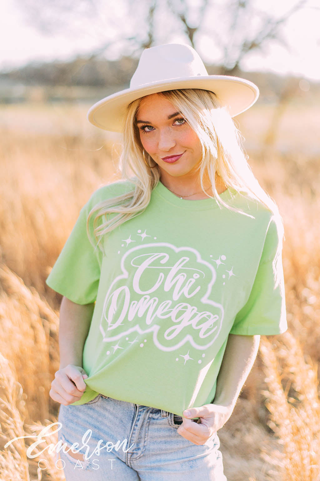 Chi Omega Lime Green Airbrush Tee