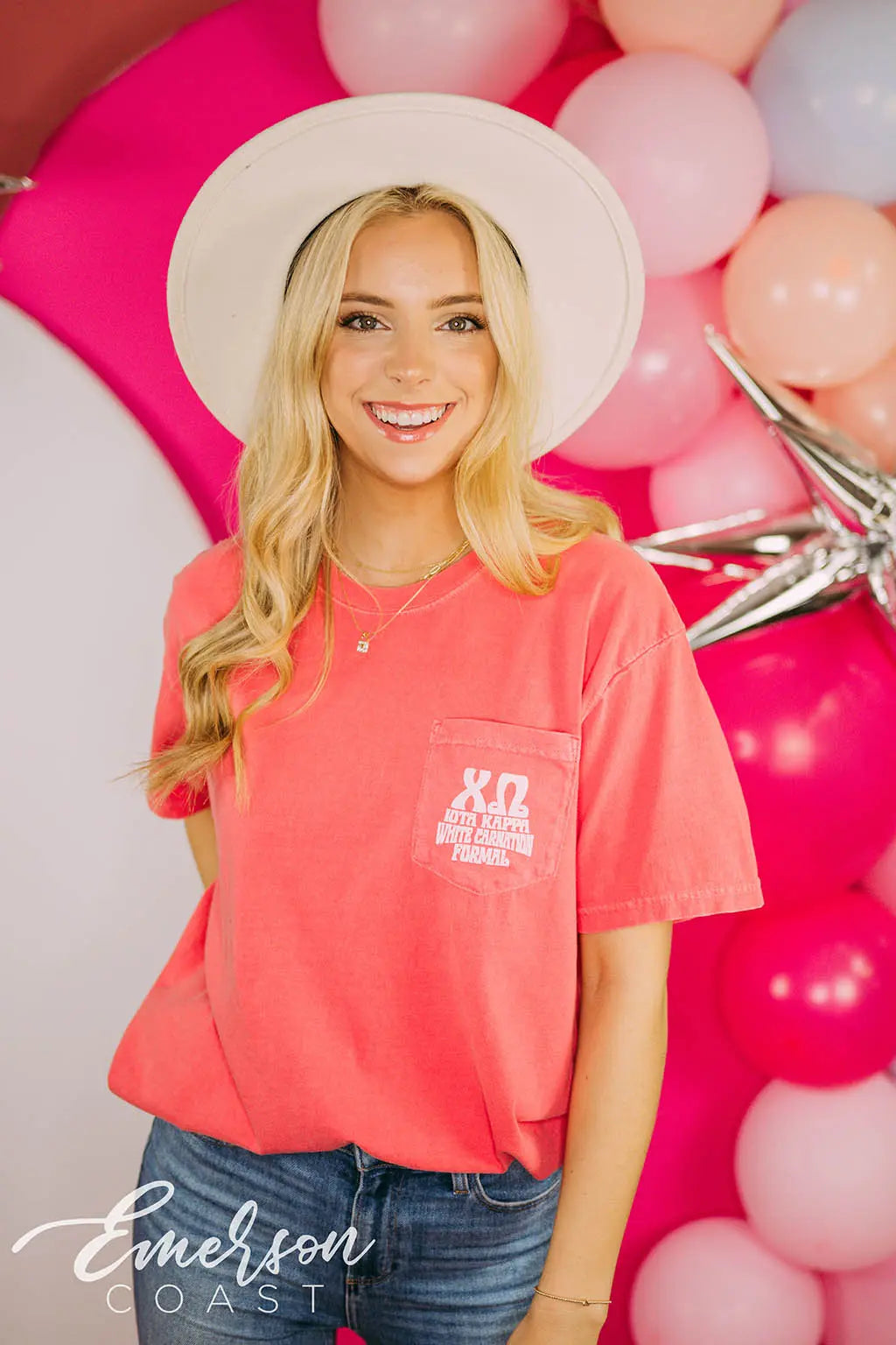 Chi Omega White Carnation Formal Skull Tee