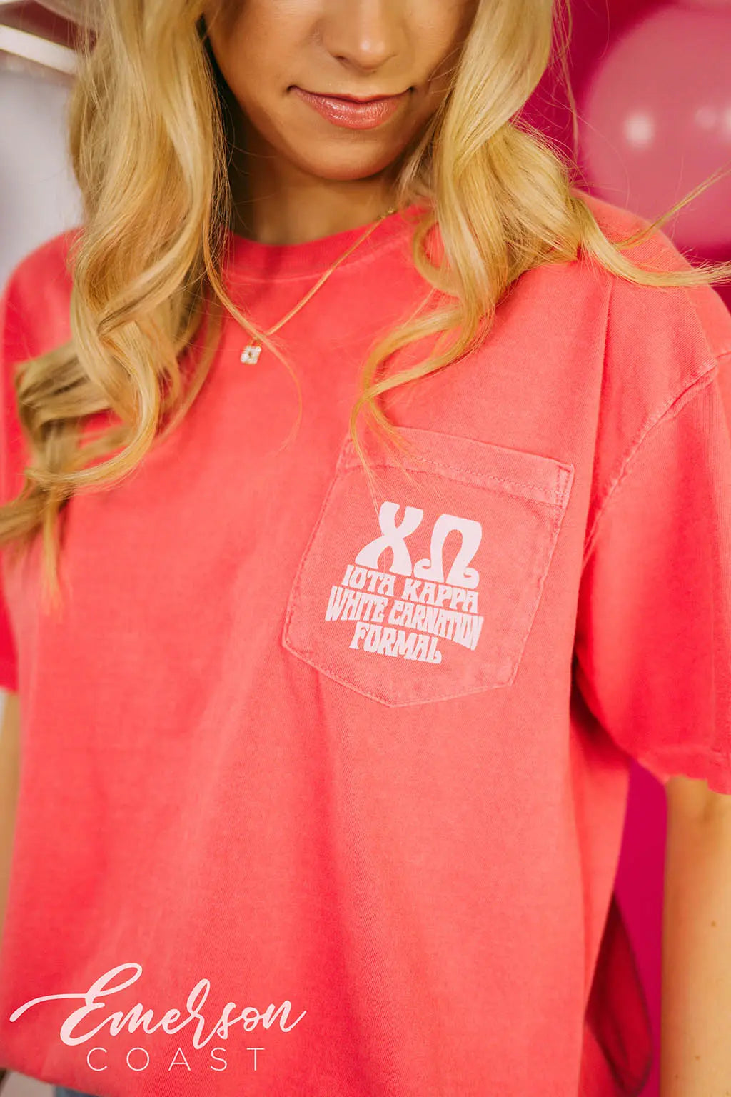 Chi Omega White Carnation Formal Skull Tee
