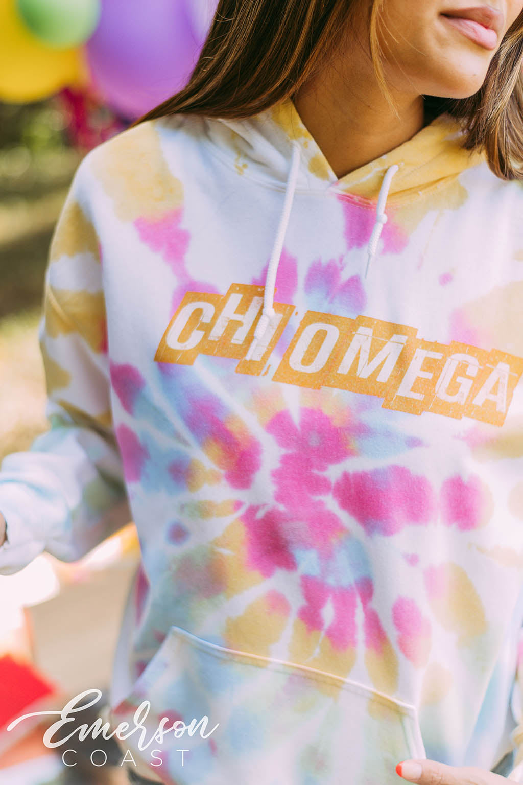 Chi Omega Retro Watercolor Hoodie
