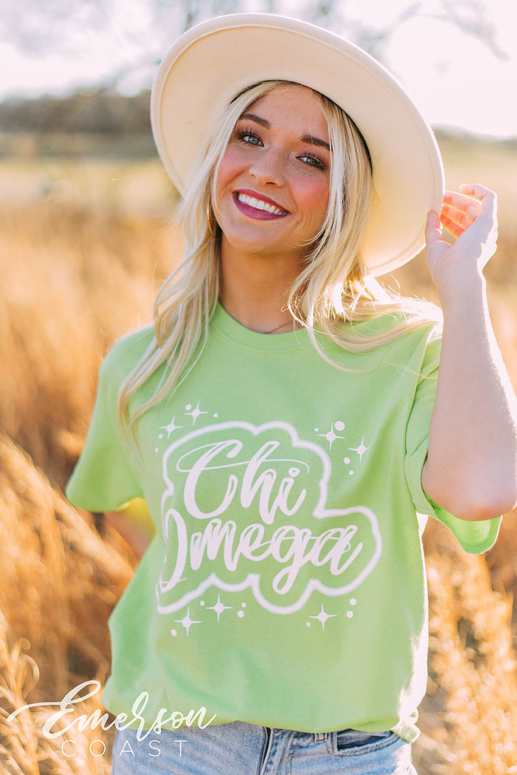 Chi Omega Lime Green Airbrush Tee