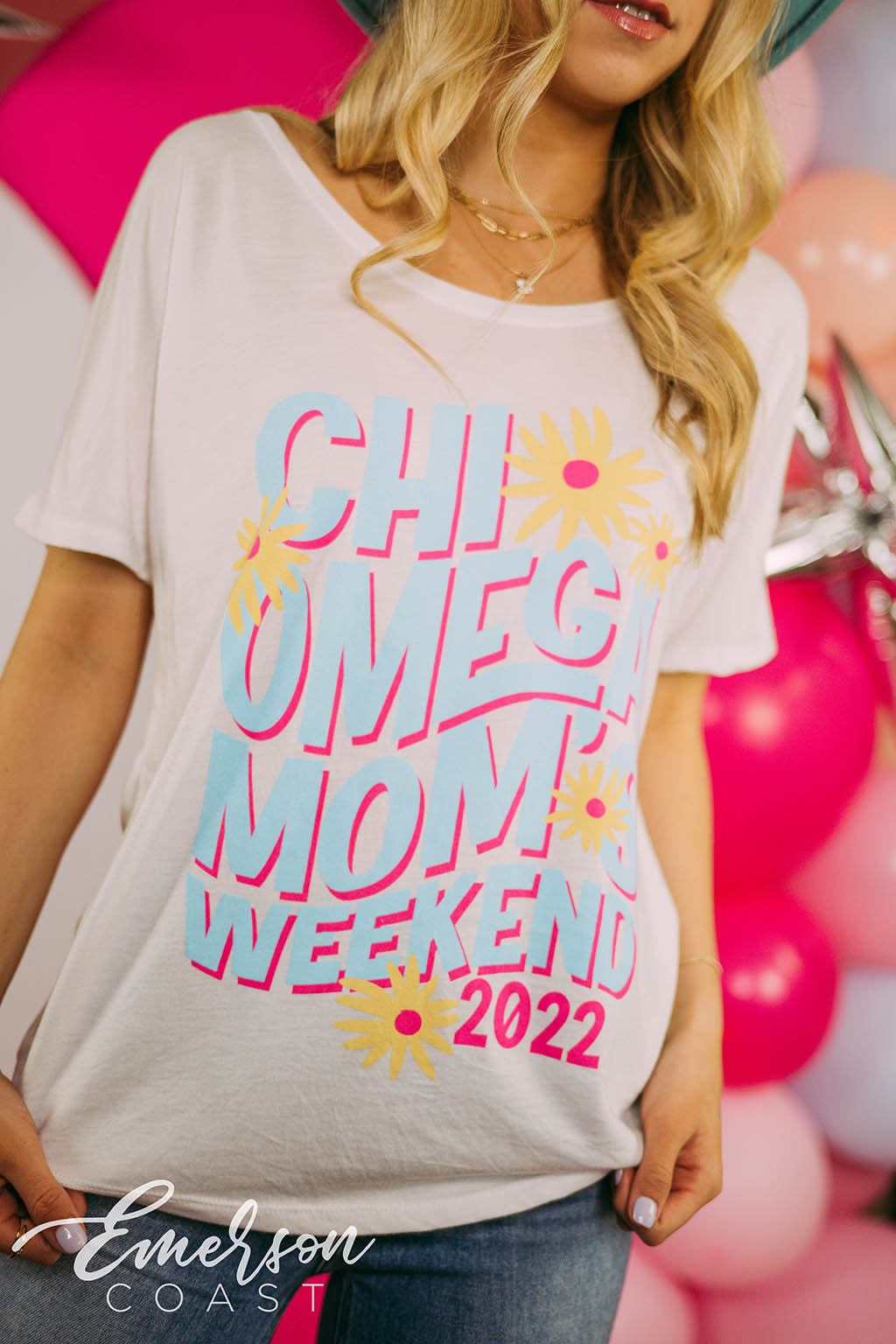 Chi Omega Floral Moms Weekend Slouchy Tee