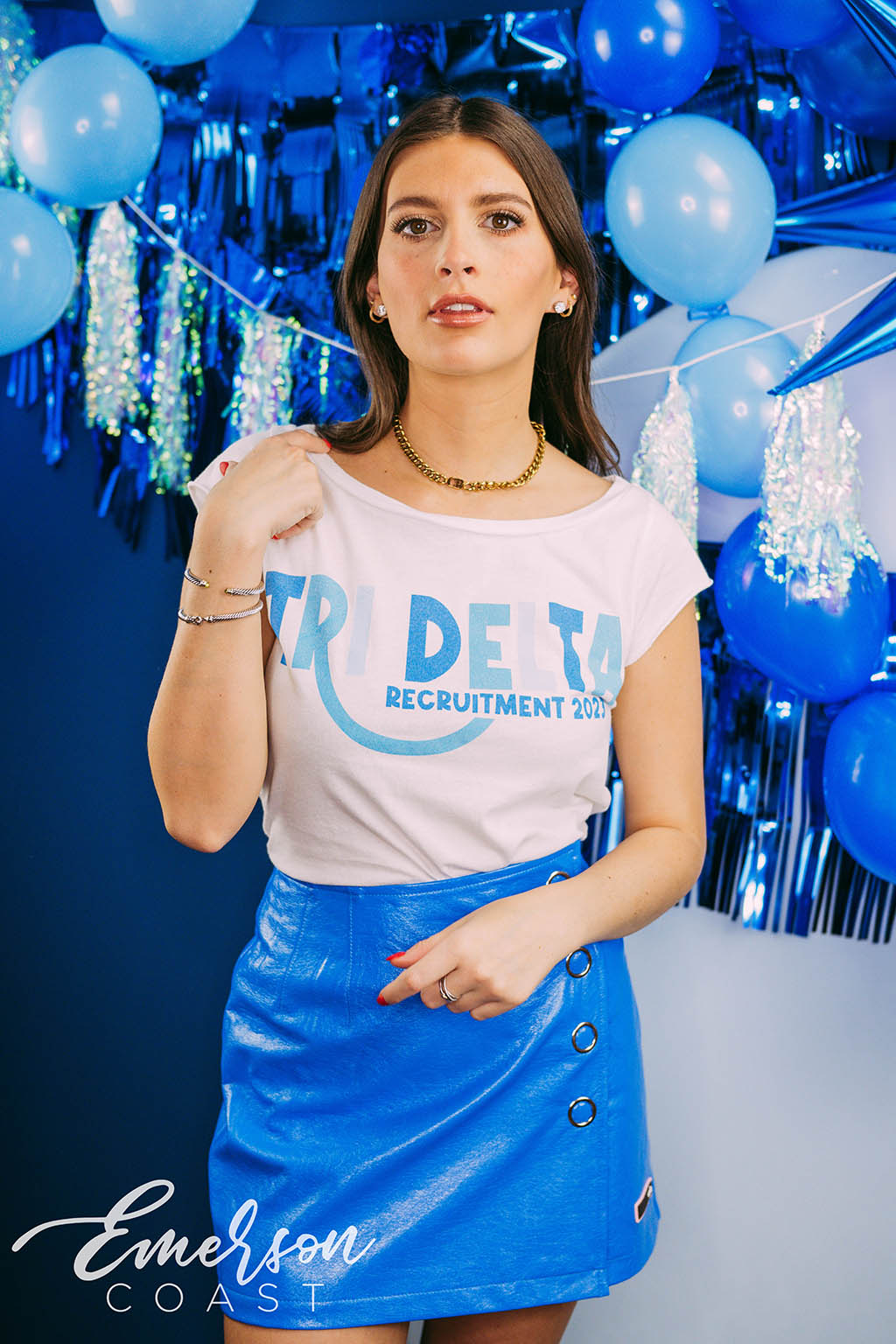 Tri Delta Recruitment Monochromatic Raw Neck Tee