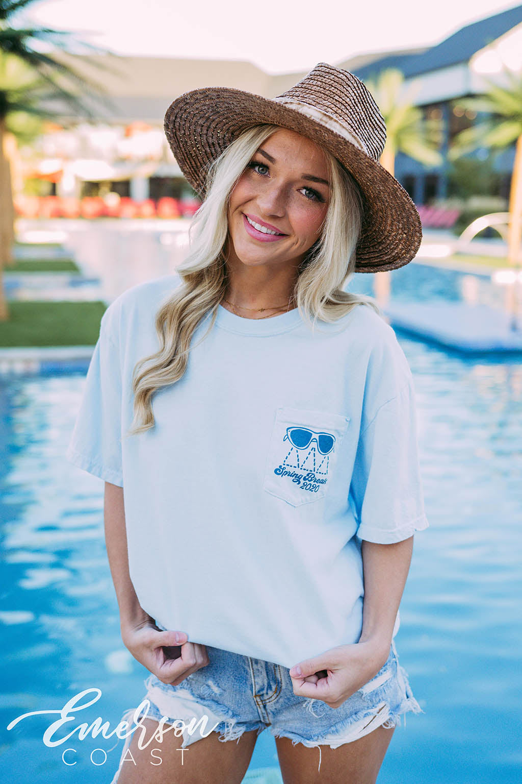 Delta Delta Delta Spring Break Sunglasses Blue Tee