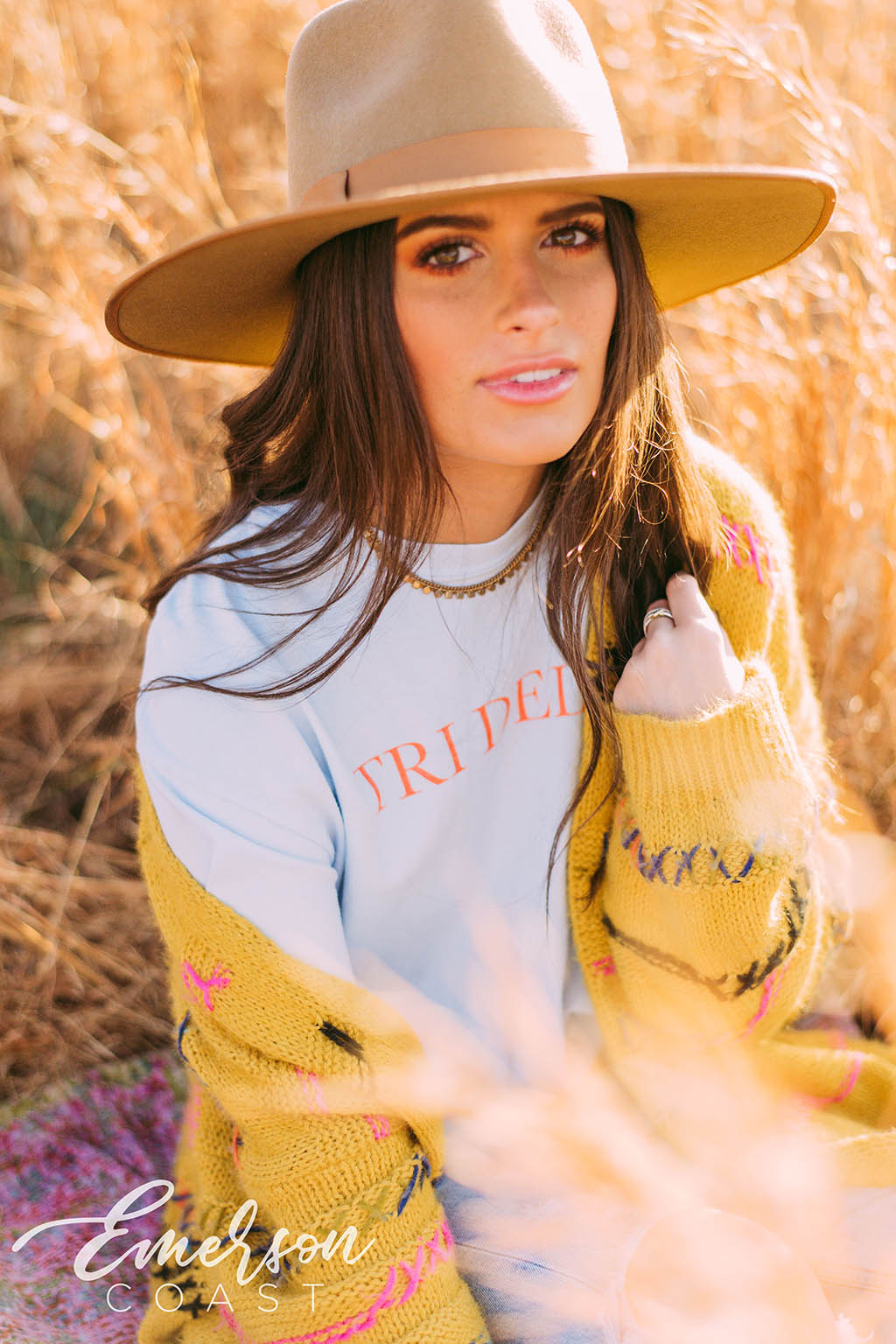 Tri Delta Simple Chambray Long Sleeve Tee