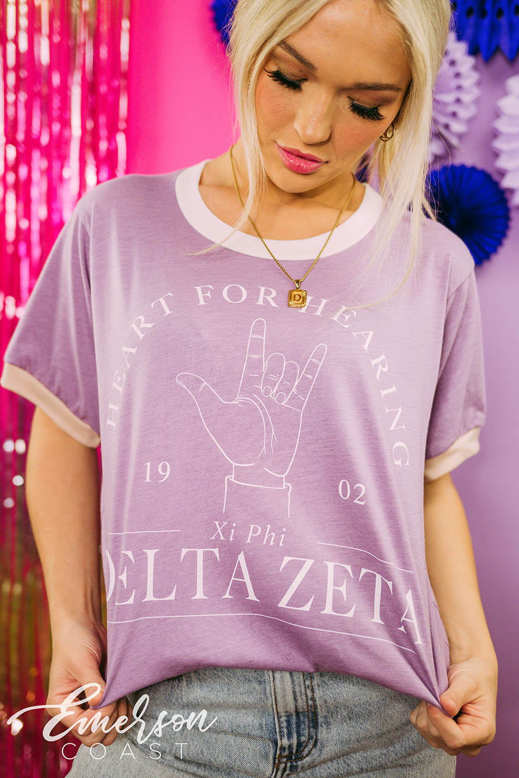 Delta Zeta Philanthropy Heart For Hearing Colorblock Ringer