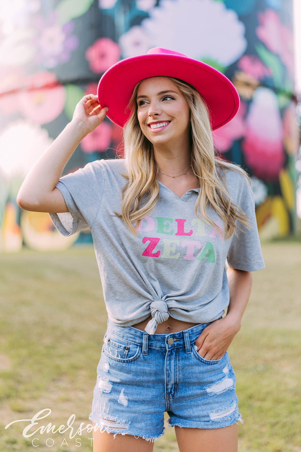 Delta Zeta Light Gray Notch Tee